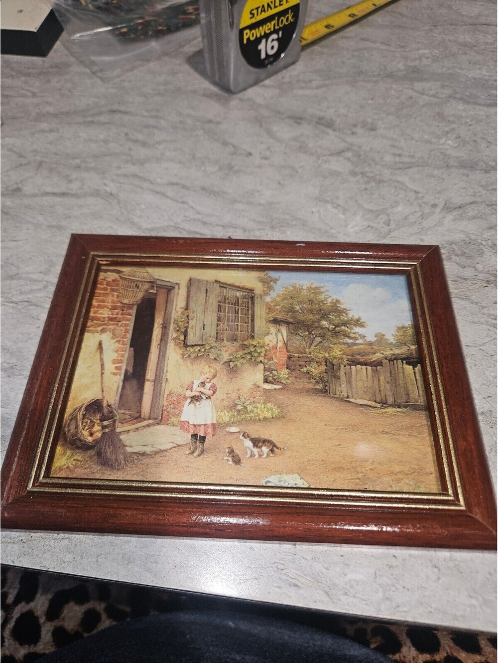 Vintage Rustic Scene Photo Picture Frame with Wooden Frame